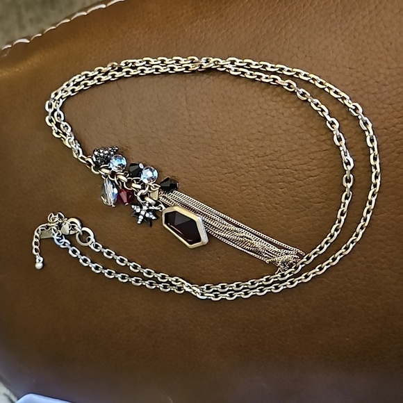 LANI Long Chain Crystal Charm Sweater Necklace - Picture 3 of 5